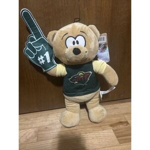 MN Wild Hockey NHL Teddy Bear 14" Foam Finger rare licensed